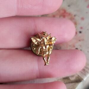 Brooch Women Vintage Pin Gold Tone Fairy Angel Lapel Pin Mini Brooch